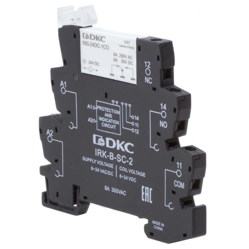 Реле интерфейсное, 1CO, ком. ток 6А, AgSnO2, напряжение 24V AC/DC, винтовые клеммы. | IRK-24UC-1CO | DKC — миниатюра 2