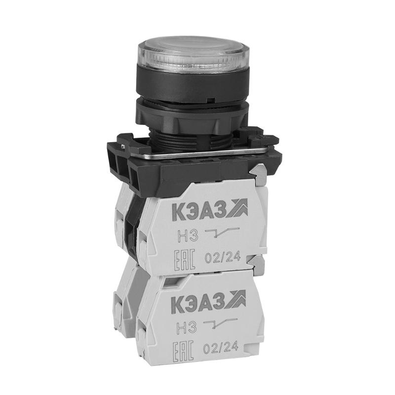 Кнопка КМЕ4520мЛ-24В-белый-2но+0нз-цилиндр-индикатор-IP54 | 354404 | КЭАЗ — фото 1 | Sento