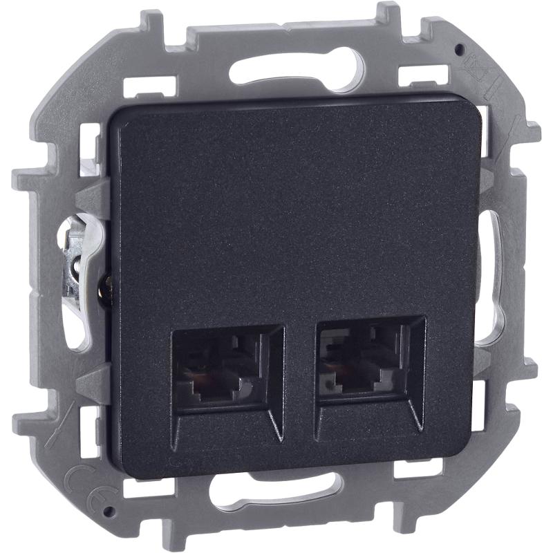 Inspiria Антрацит Розетка 2-ая компьютерная RJ45 С/У категория 6 UTP — миниатюра 5