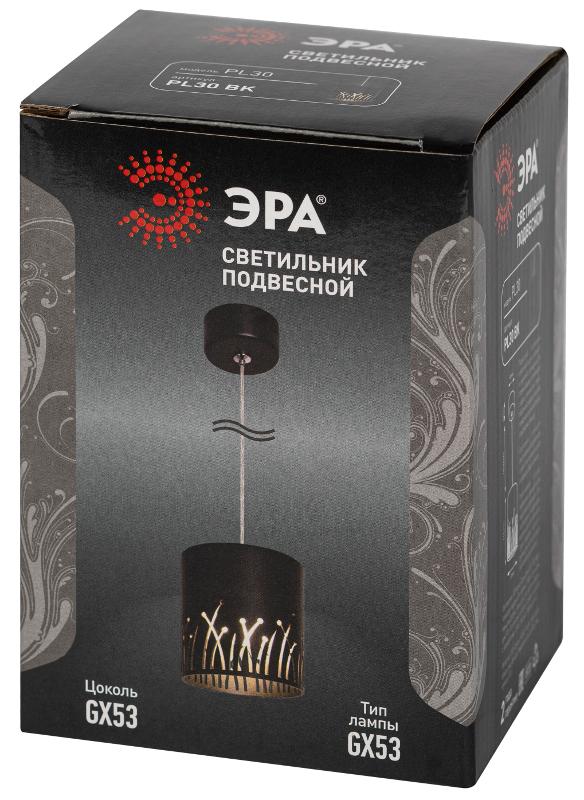 Светильник подвесной (подвес)  PL30 BK цоколь GX53 потолочный цилиндр черный | Б0061408 | ЭРА — миниатюра 2