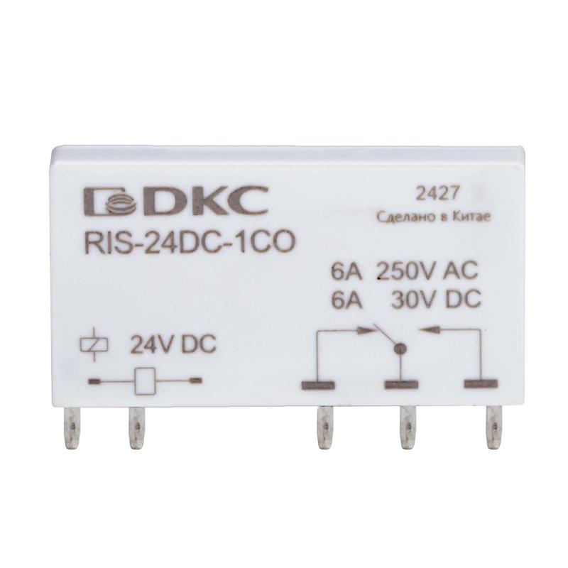 Реле миниатюрное ультратонкое, 1CO, ком. ток 6А, AgSnO2, напряжение 24V DC | RIS-24DC-1CO | DKC — фото 1 | Sento