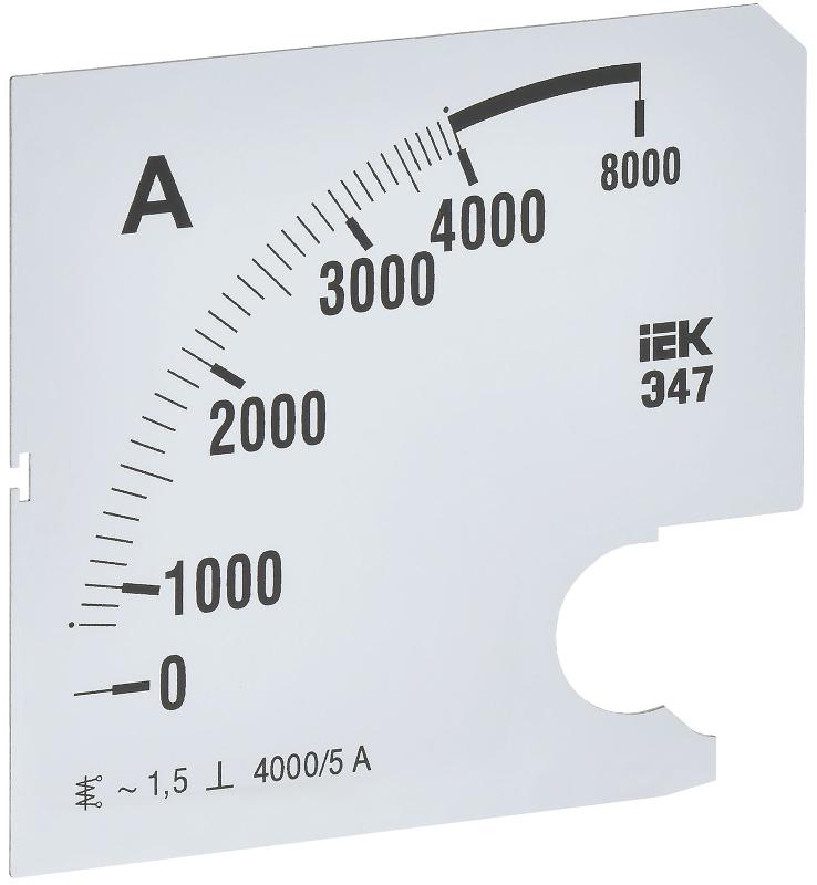 Шкала смен. для амперметра Э47 4000/5А-1,5 96х96мм | IPA20D-SC-4000 | IEK — IEK (ИЭК)