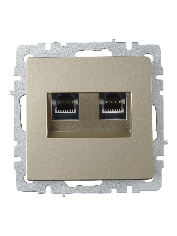 BRITE Розетка компьютерная 2-ая RJ45 кат.6 РК11-2-БрШ шампань | BR-K20-2-K37 | IEK — миниатюра 2