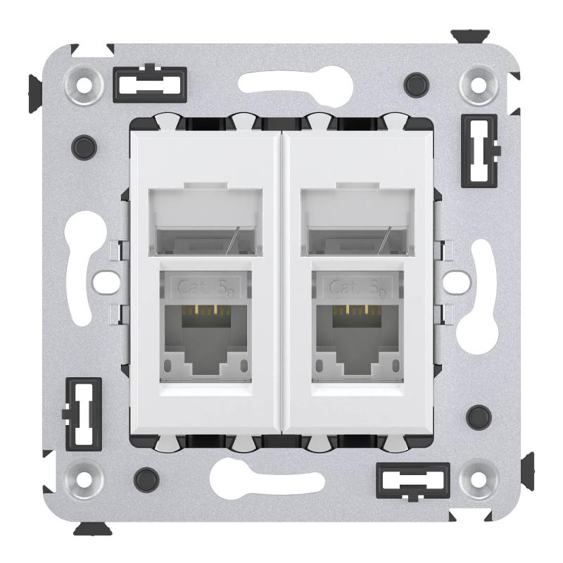 Розетка RJ-45 в стену, 5e двойная, "Avanti", "Белое облако" (замена на 4400664) | 4400464 | DKC — миниатюра 2