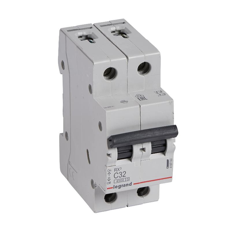 Выключатель автоматический двухполюсный RX3 4500 32А C 4,5кА | 419700 | Legrand — Legrand