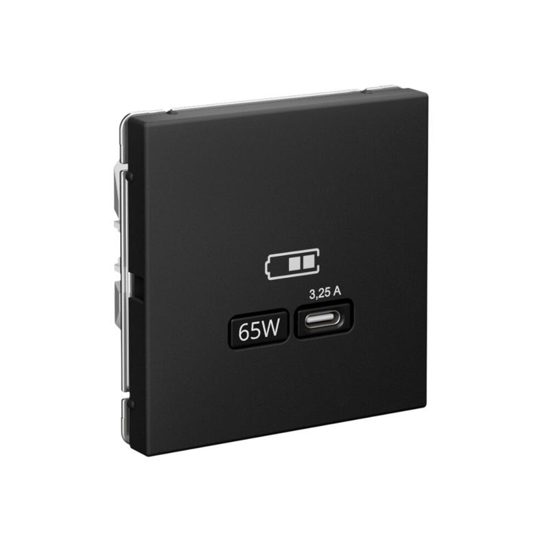 ArtGallery Карбон Розетка USB тип-С 65Вт высокоскор.заряд. QC, PD, механизм | GAL001027 | SE — миниатюра 3