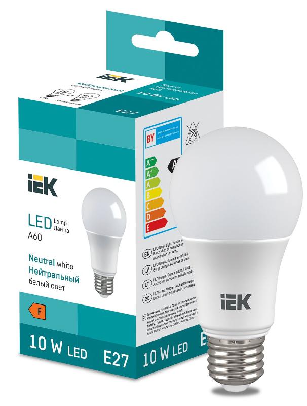 Лампа светодиодная Bulb A60 950lm 4000K E27 | LL-I-A60-10-230-40-E27 | IEK — IEK (ИЭК)