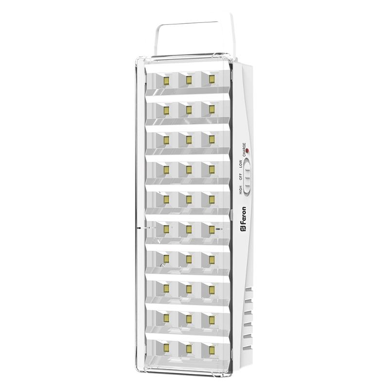Светильник аварийного освещения аккумуляторный EL15 30 LED DC Li-ION батарея, белый 203*68*45 мм | 12896 | FERON — миниатюра 2