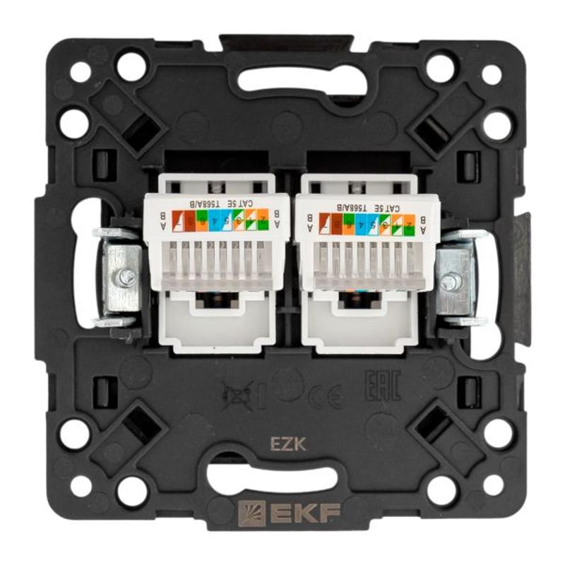 Стокгольм Механизм Розетки RJ-45 2-местной черный | EZK02-035-10 | EKF — миниатюра 4