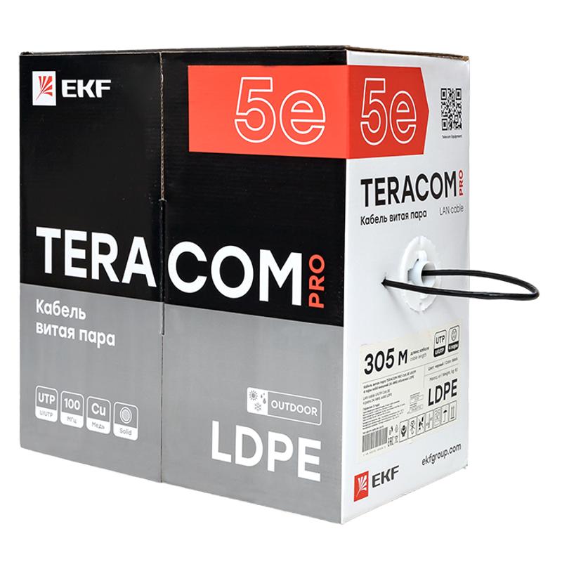 Кабель витая пара TERACOM Cat.5E U/UTP 4 пары solid внешний цвет черный упак. 305м)| TRC-5EUTP-04PE-BK-OUT3 | EKF — миниатюра 16