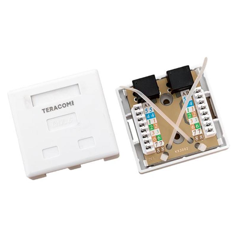 Розетка настенная TERACOM PRO Cat.6 неэкранированная 2 порта RJ-45 Dual IDC белая | TRP-WBOX-2RJ45-6UTP-WH | EKF — миниатюра 11