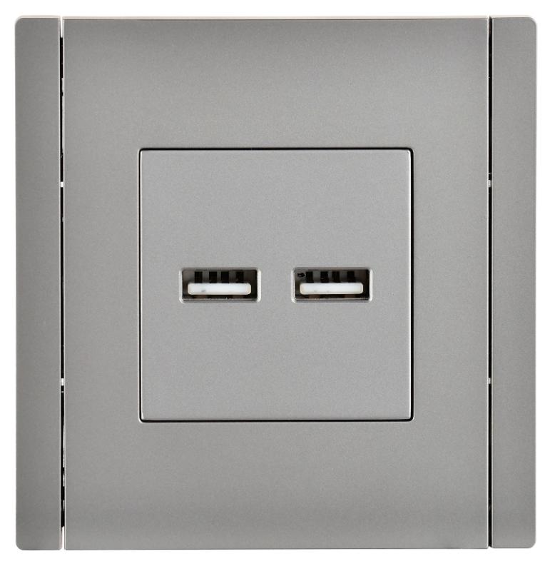 FORTE&PIANO Розетка USB A+A 3,1А FP549 сталь | FP-U21-D31-K46 | IEK — миниатюра 2