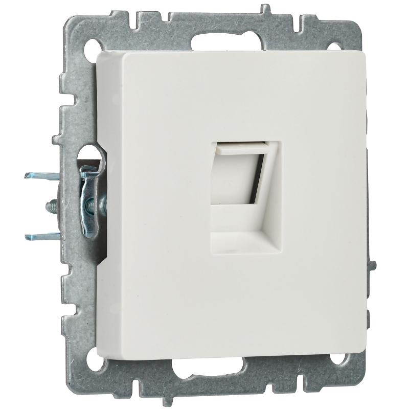 BRITE Розетка компьютерная RJ45 кат.5E РК10-БрБ белый без шторок | BR-K10-1-K01 | IEK — миниатюра 5