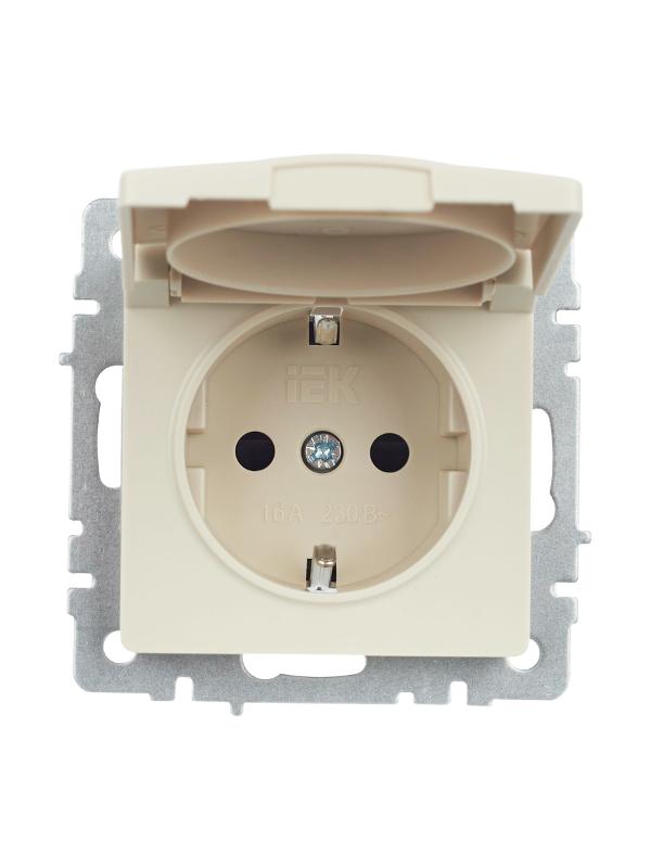 BRITE Розетка с заземлением со шторками с кр. 16А IP44 РСбш10-3-44-БрКр бежевый | BR-R16-16-44-K10 | IEK — миниатюра 13