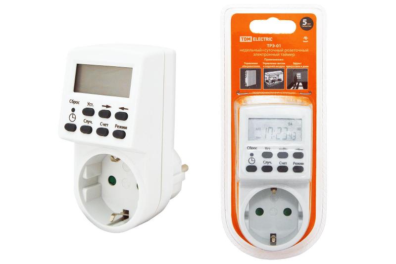 Таймер розеточный ТРЭ-01-1мин/7дн-20on/off-16А  | SQ1506-0002 | TDM — TDM ELECTRIC
