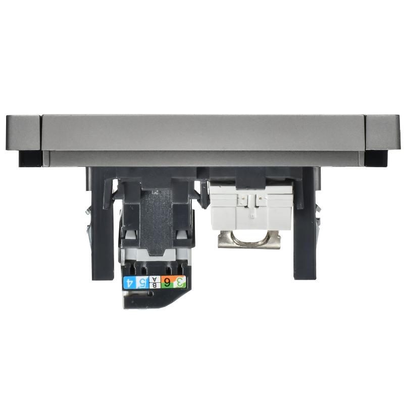 FORTE&PIANO Розетка двойная RJ11+RJ45 кат.5E FP535 сталь | FP-KT20-O-1-K46 | IEK — миниатюра 5