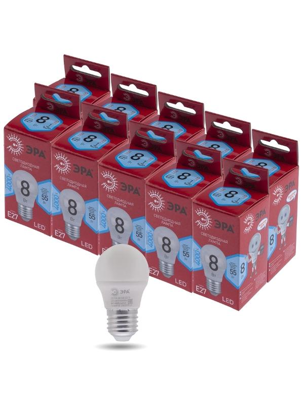 Лампа светодиодная RED LINE LED P45-8W-840-E27 R E27 / Е27 8Вт шар нейтральный белый свет | Б0049645 | ЭРА — миниатюра 2