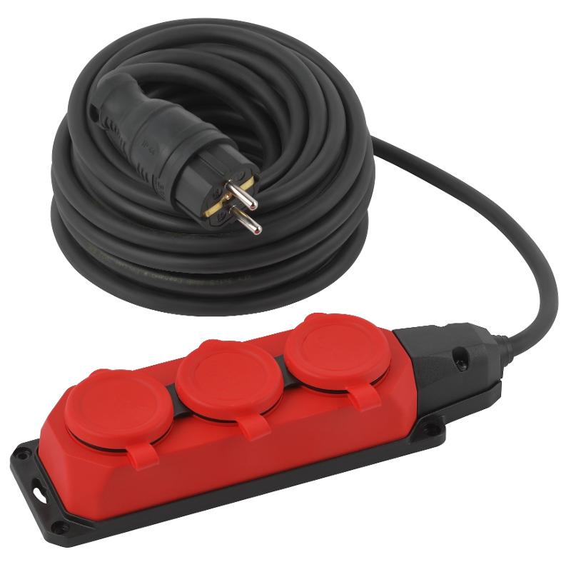 Удлинитель силовой UK-3e-3x1,5-10m-IP44(KG) с заземлением 3 розетки каучук 10м КГ 3х1,5мм2 IP44 | Б0057580 | ЭРА — ЭРА (Энергия света)