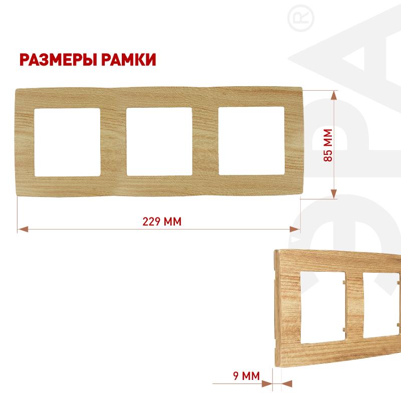 Рамка на 3 поста 12-5003-11  ,  сосна  |Б0019148 | ЭРА — миниатюра 2