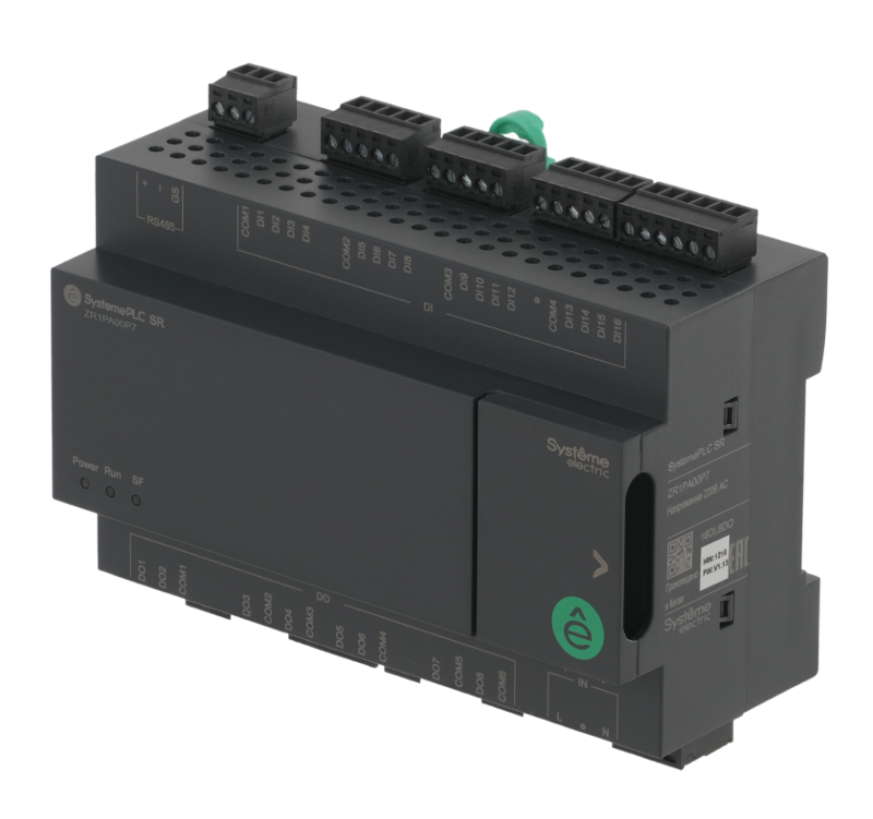 Реле интеллектуальное SR1, 220 VAC, 24 IO: 16 DI, 8 DO, 1xRS485, 1xUSB, без дисплея, без возможности расширения | ZR1PA00P7 | Systeme Electric — миниатюра 5