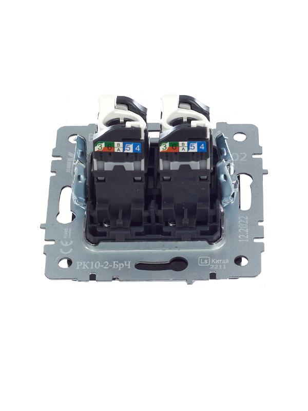 BRITE Розетка компьютерная 2-ая RJ45 кат.5E РК10-2-БрЧ черный | BR-K20-1-K02 | IEK — миниатюра 19