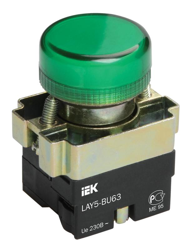 Индикатор LAY5-BU63 зеленого цвета d22мм  | BLS50-BU-K06 | IEK — IEK (ИЭК)