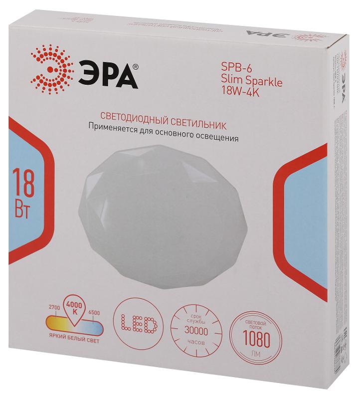 Светильник потолочный светодиодный  Классик без ДУ SPB-6 Slim Sparkle 18W-4K 4000К | Б0069785 | ЭРА — миниатюра 2