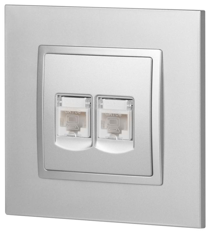 14-3108-03 Розетка 2хRJ45, IP20, алюминий | Б0034310 | ЭРА — миниатюра 5