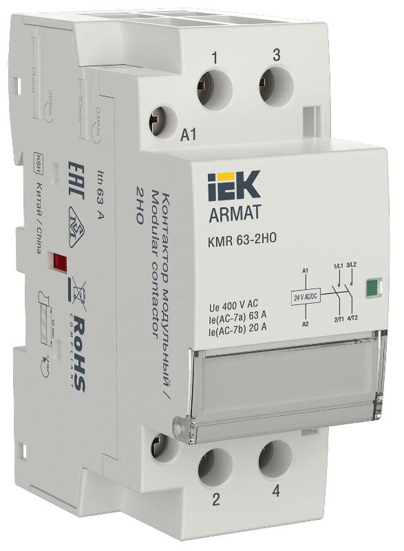 ARMAT Контактор модульный KMR 63А 24В AC/DC 2НО | AR-KMR20-063-20-024 | IEK — фото 1 | Sento