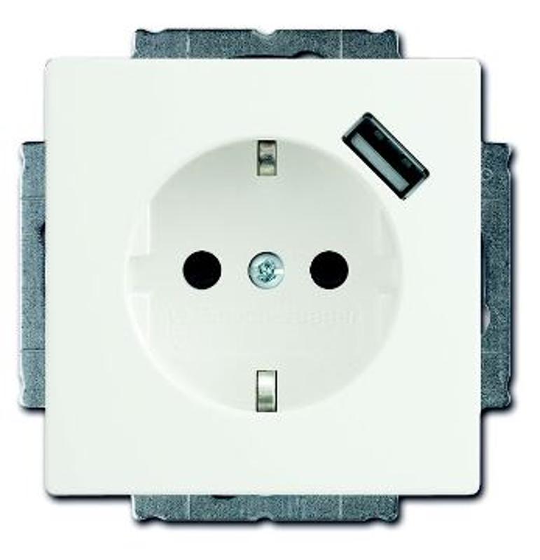Розетка Schuko с устройством зарядным USB, 20 EUCBUSB-84-500, Future белый(давос), 16А, 700 мА, | 2011-0-6179  | 2CKA002011A6179 | ABB — ABB