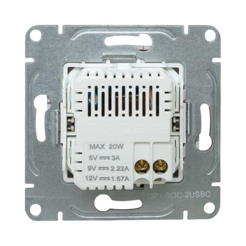 Механизм розетки USB-C - 2шт, шампань Эпика  |UP1-SOC-2USBC| EKF — миниатюра 7