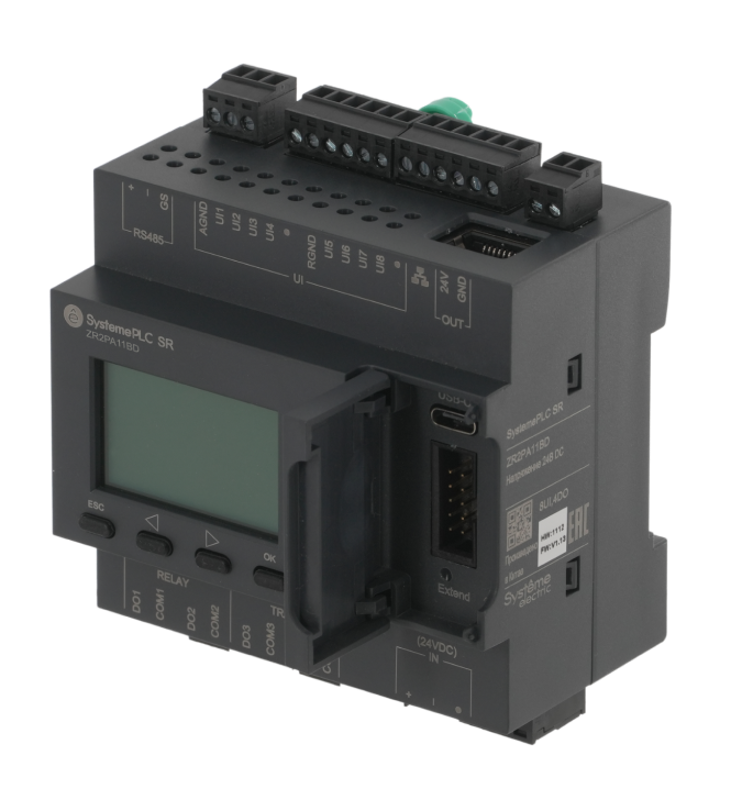 Интеллектуальное реле SR2, 24 VDC, дисплей, 8 UI (AI, DI), 4 DO (2 реле, 2 транз.), 1xRS485, 1xRJ45 | ZR2PA11BD | SE — миниатюра 2