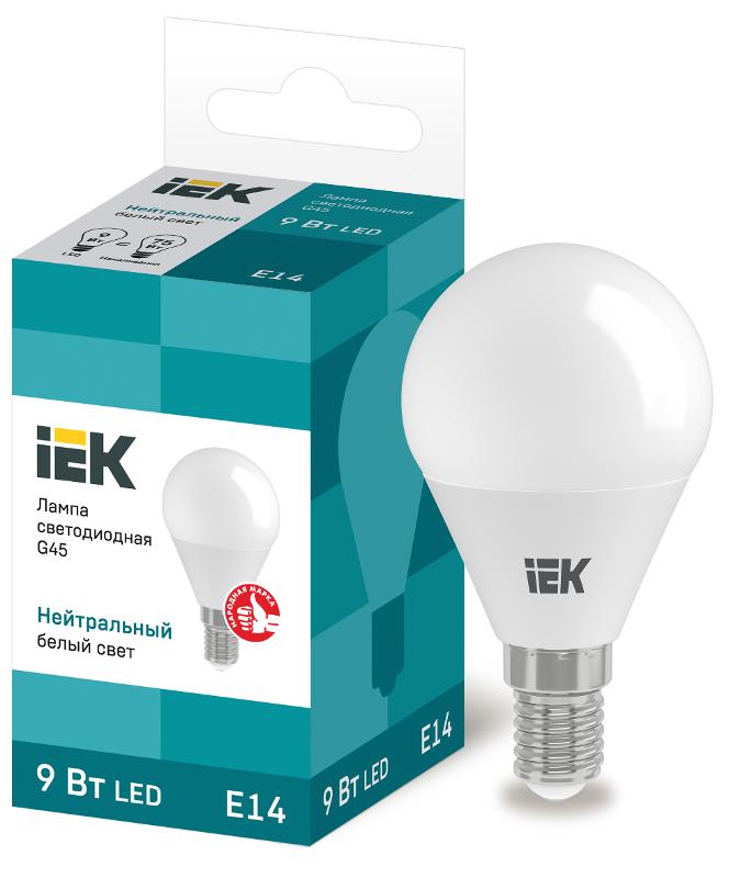 Лампа светодиодная LED 9Вт 230В 4000К E14 шар | LLE-G45-9-230-40-E14 | IEK — IEK (ИЭК)