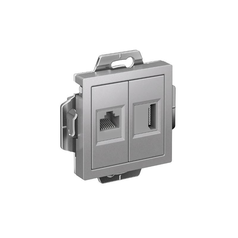 AtlasDesign Алюминий Розетка 2-ая HDMI+RJ45, кат.5Е, механизм | ATN000382 | SE — миниатюра 1