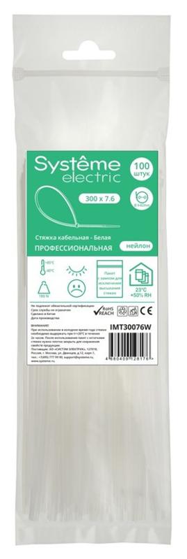 Стяжка кабельная 300х7.6 Белая (100шт) | IMT30076W | SE — Systeme Electric