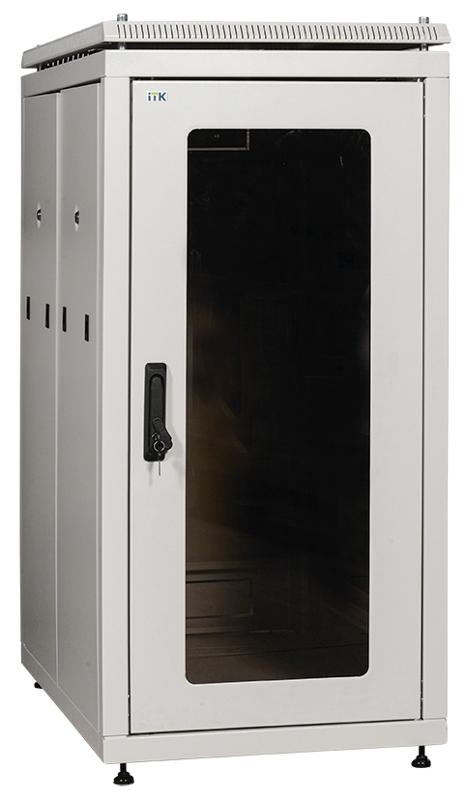 Шкаф сетевой 19" LINEA N 18U 600х1000 мм стеклянная передняя дверь серый | LN35-18U61-G | ITK — миниатюра 2