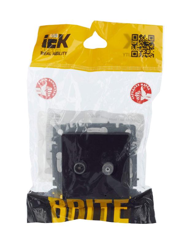 BRITE Розетка двойная TV+SAT РТВ/РСп12-БрЧ черный  | BR-AF20-O-K02 | IEK — миниатюра 3