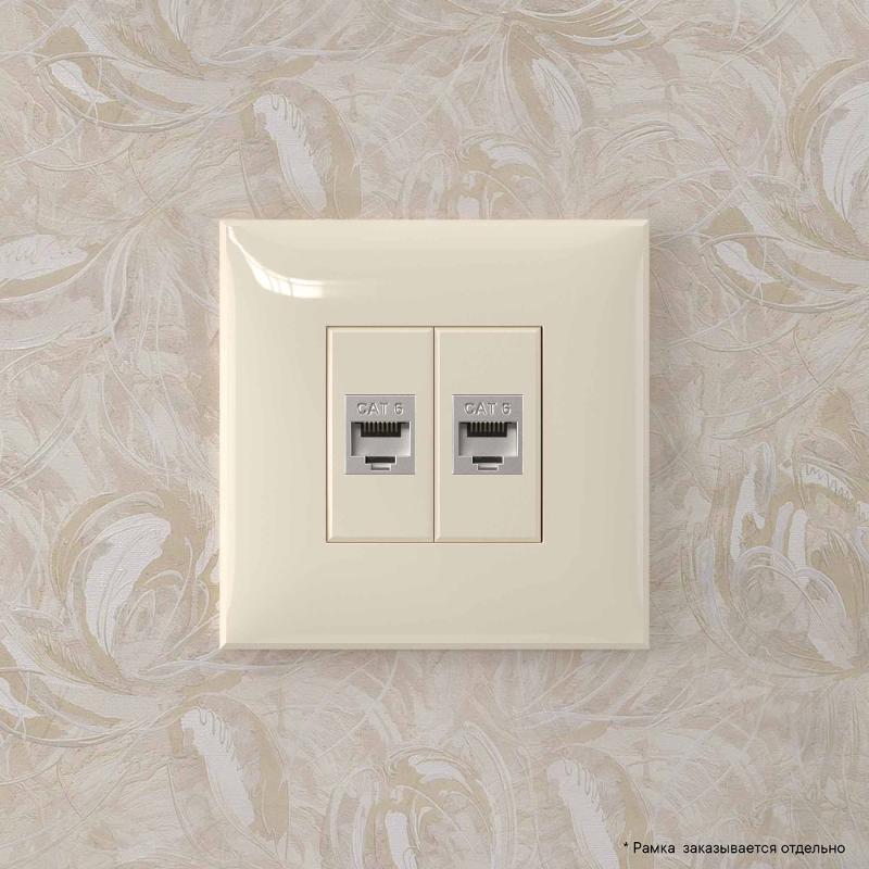 Компьютерная розетка RJ-45 без шторки в стену, кат.6 двойная экранированная, "Avanti", "Ванильная дымка" | 4405794 | DKC — миниатюра 5