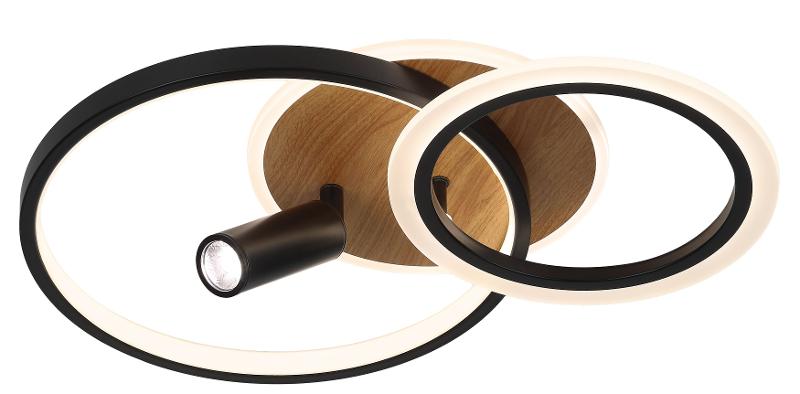 Светильник потолочный светодиодный  Модерн Rondo CLL-1-85-RC BK с ДУ 85W 3000-6500К черный/дерево | Б0069745 | ЭРА — миниатюра 3