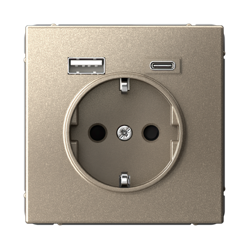 ArtGallery Шампань Розетка 16А с 2 USB A+C, 5В/2,4А/3,0А, 2х5В/1,5А, механизм | GAL000532 | SE — Systeme Electric