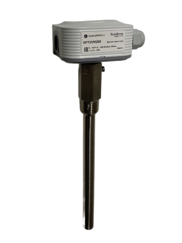 Датчик температуры погружной, 0…+100°С 0…10В RS485/Modbus 200мм ~24В±20%/=15…35В с гильзой 150мм | SPT2VM200 | SE — миниатюра 1
