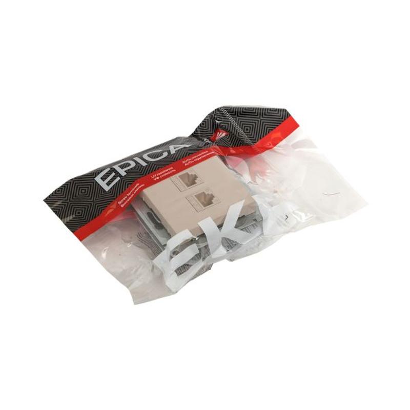 Механизм розетки RJ45 (cat5), кремовый Эпика  |UP1-SOI-RJ45-5| EKF — миниатюра 10