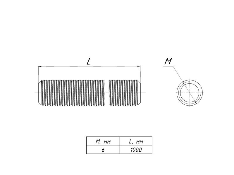Шпилька М6x1000 | shpm6x1000 | EKF — миниатюра 2