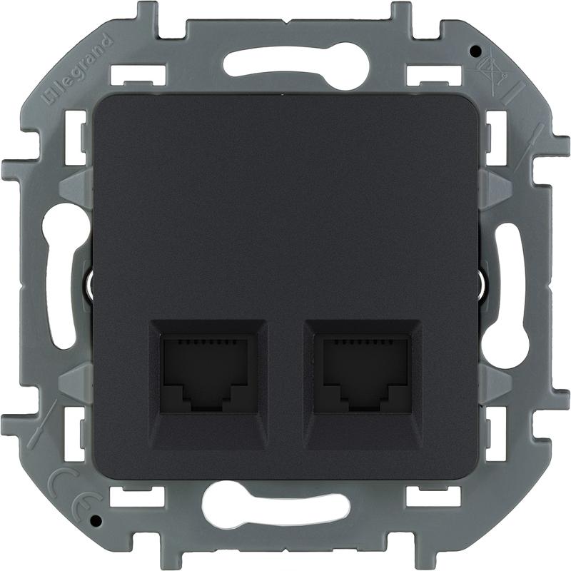 Inspiria Антрацит Розетка 2-ая компьютерная RJ45 С/У категория 6 UTP — миниатюра 4