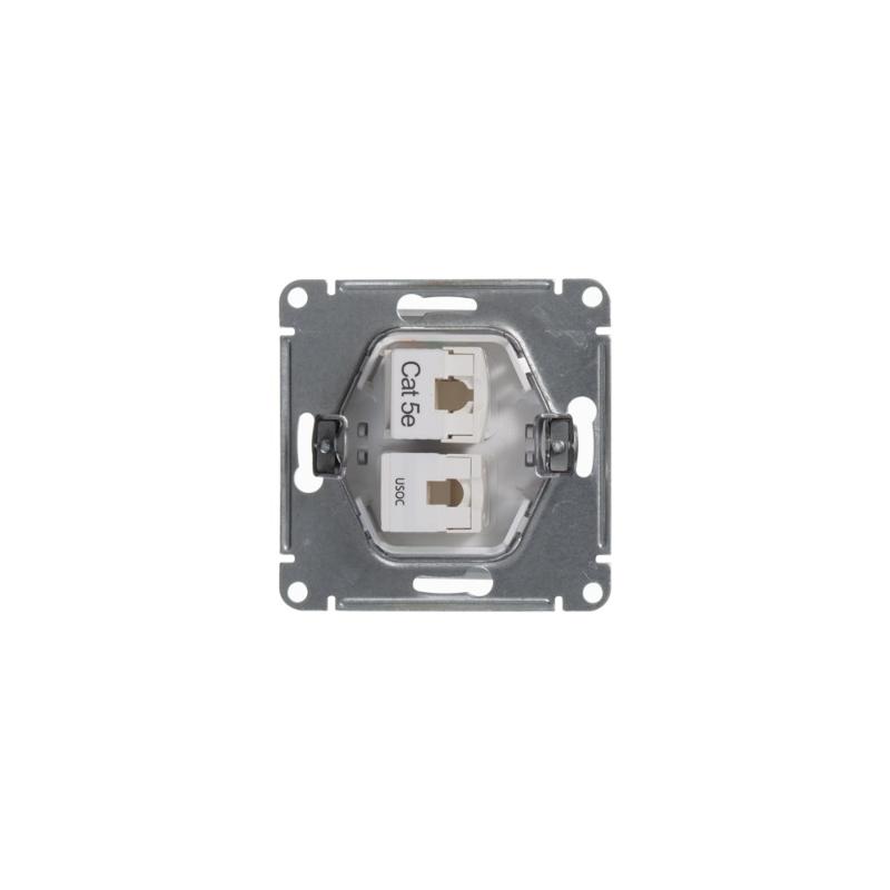 Glossa Белый Розетка 2-я RJ11+RJ45, кат.5E | GSL000185 | SE — миниатюра 4