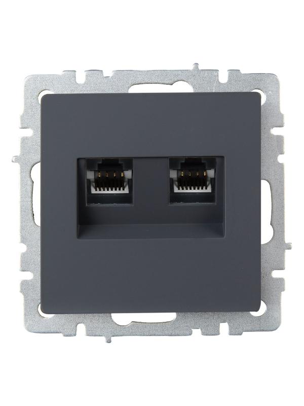 BRITE Розетка компьютерная 2-ая RJ45 кат.6 РК11-2-БрГ графит | BR-K20-2-K53 | IEK — миниатюра 3