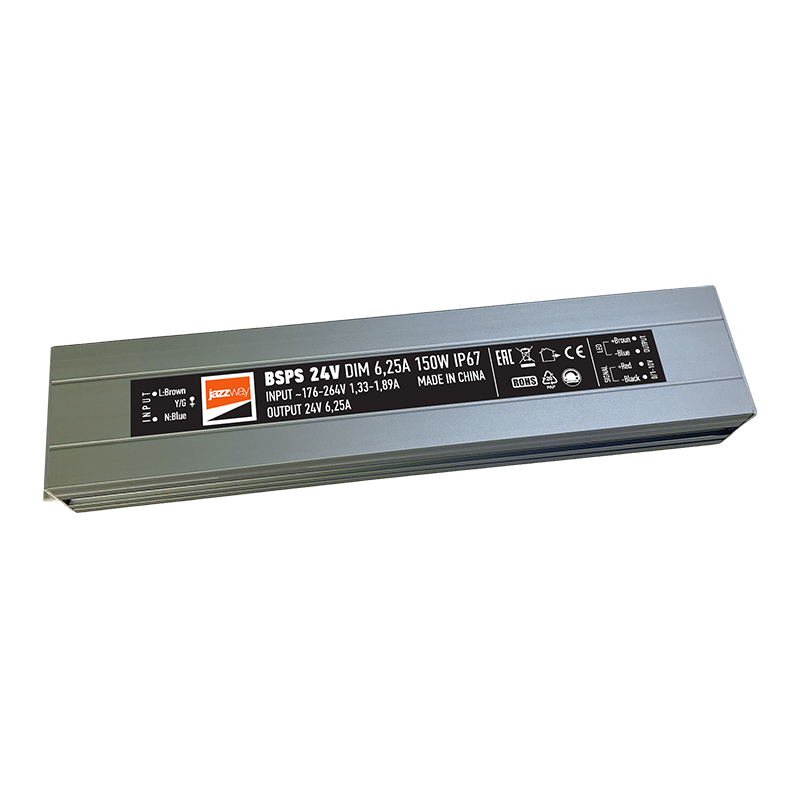 Драйвер для светодиодной ленты 24В BSPS 24V DIM  150W=6,25A диммируемый  IP67 5 л.гар. | .5065635 | Jazzway — фото 1 | Sento